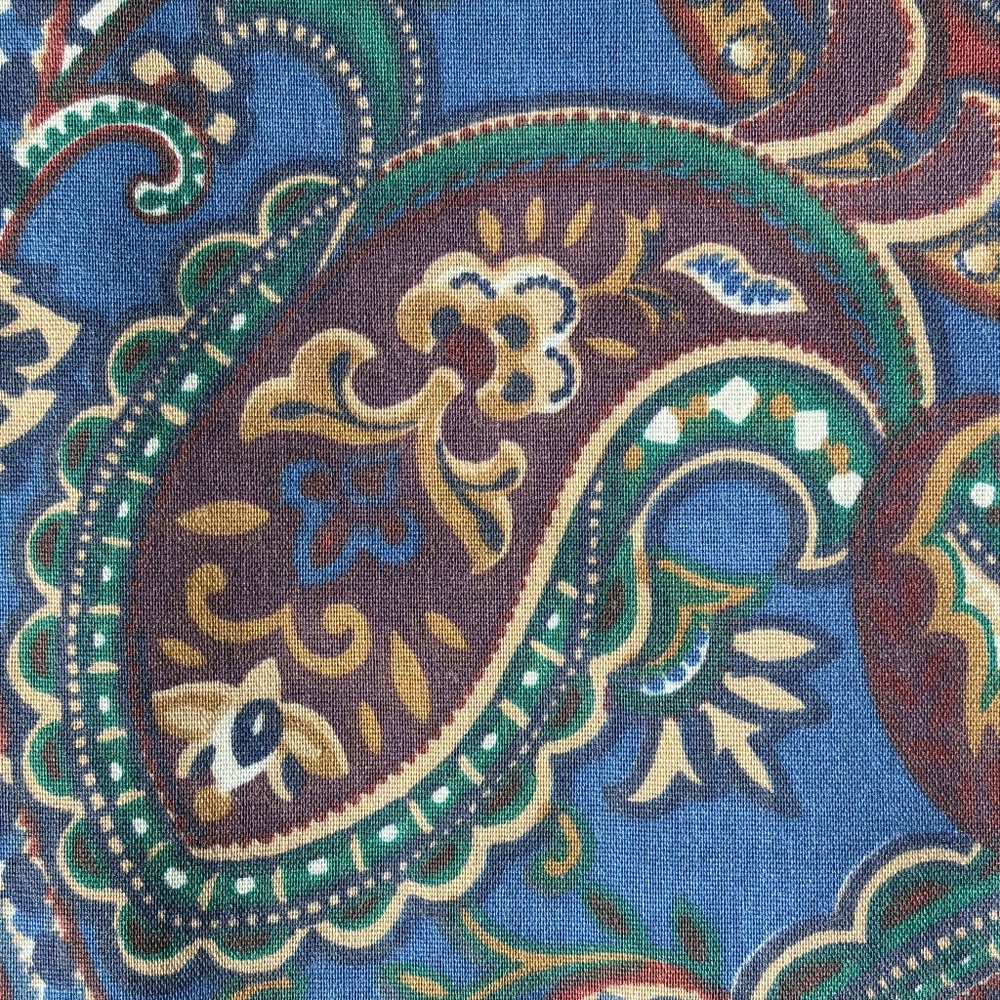 new JCPenny Navy Blue, Burgandy, Tan Paisley Queen Bedskirt + 2 Std Pillow shams - Picture 2 of 13